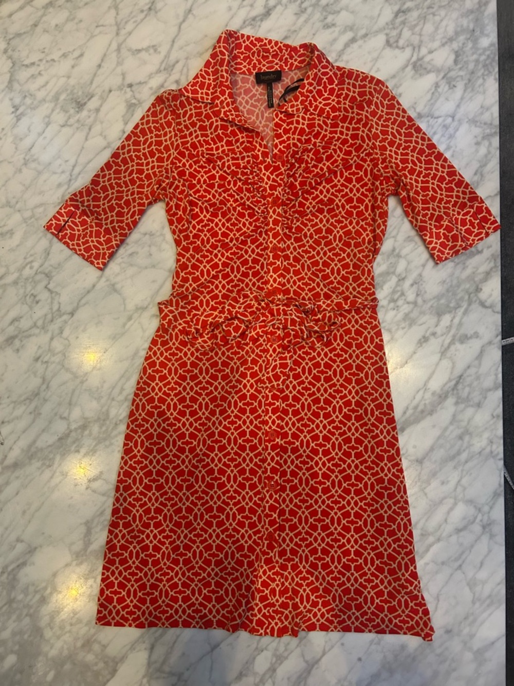 Laundry Orange Geometric Shirt Dress Size 10